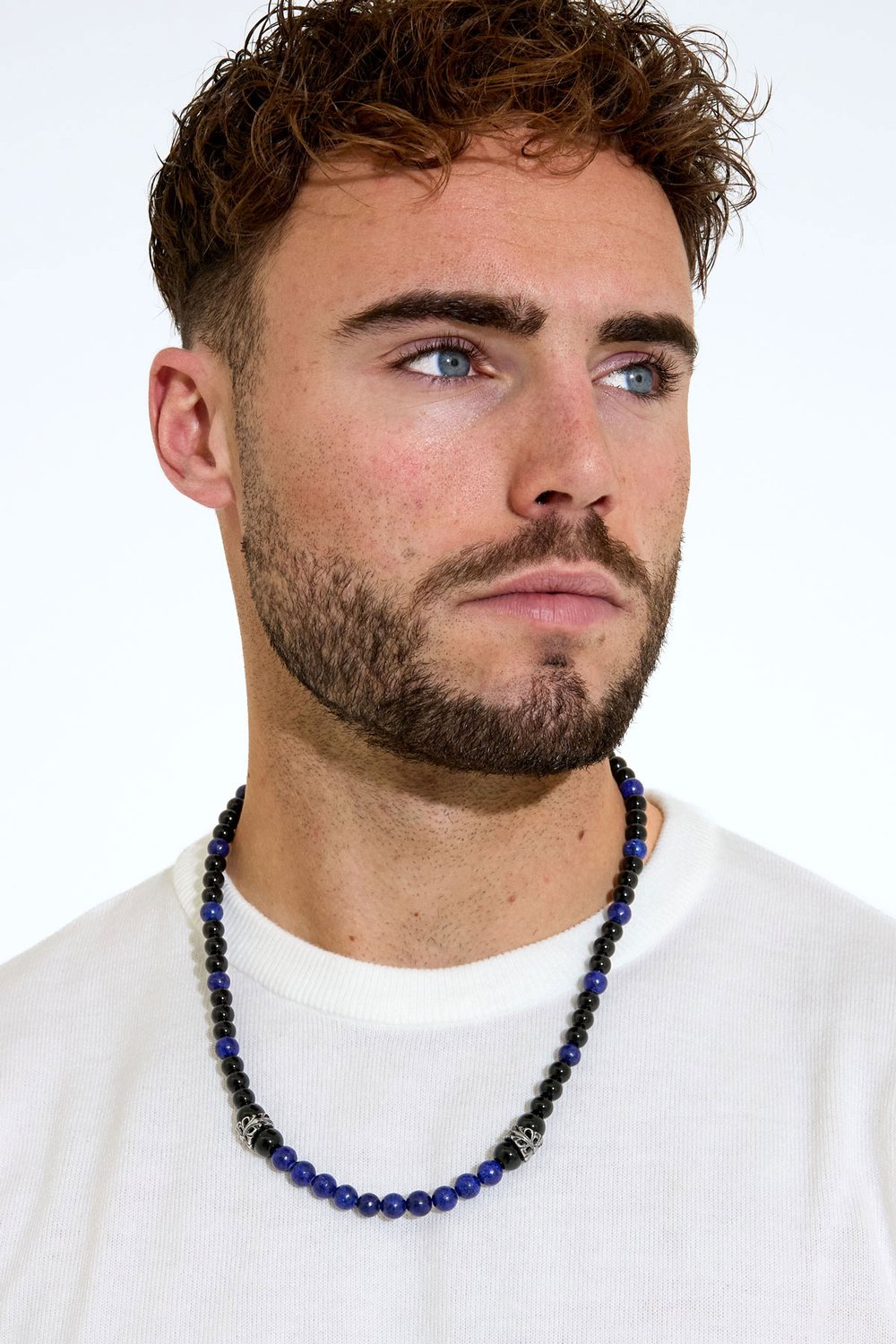 Men's necklace beads - black/blue h5Picture2